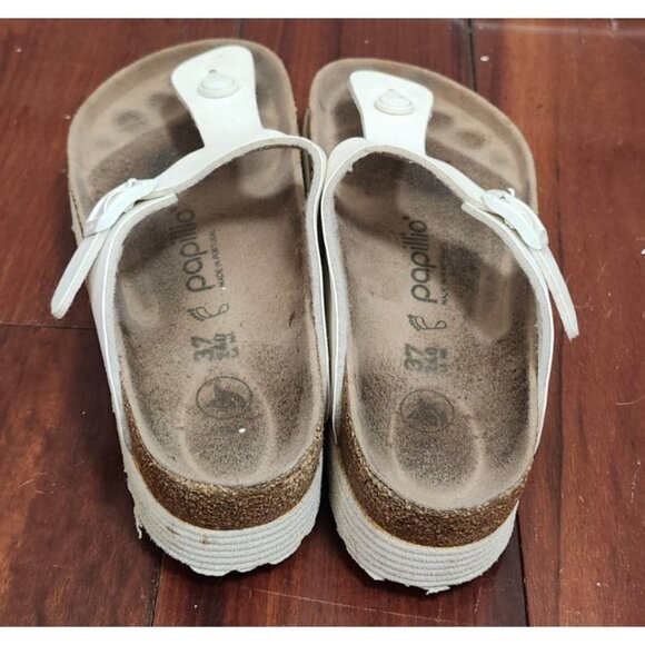 PapilliobyBirkenstock Gizeh Platform Sandals White Leather Cork Footbed Comfort - Picture 6 of 15